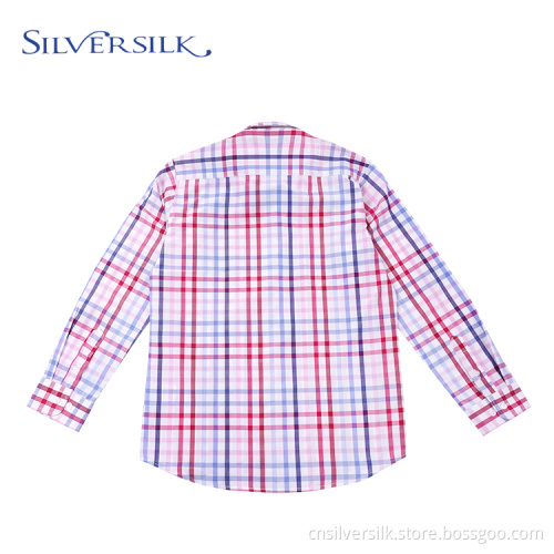 Teenager plaid check dress shirt for boys
